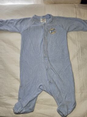 Light Blue Baby Footed One-Piece with '27' Patch - Classic Cozy Fit